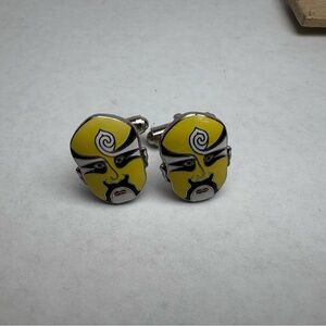 Vintage Japanese Opera Mask Cufflinks 70’s-80’s Yellow /Silver